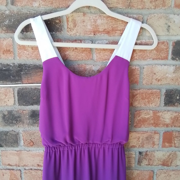 Jessica Simpson Sleeveless Dress Size 6 Fuchsia w/ High Low Hem Criss Cross Back - Picture 9 of 16